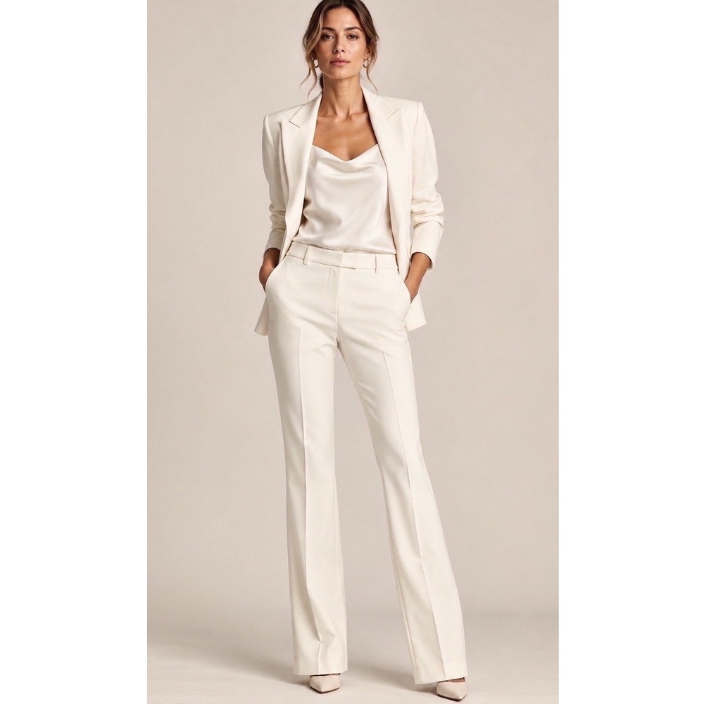 NWT Nora Barth tailored trousers, Made in Italy. Size IT 42, US 6 Cream - Picture 1 of 7